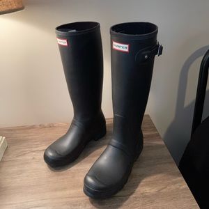 Matte Black Tall Hunter Boots